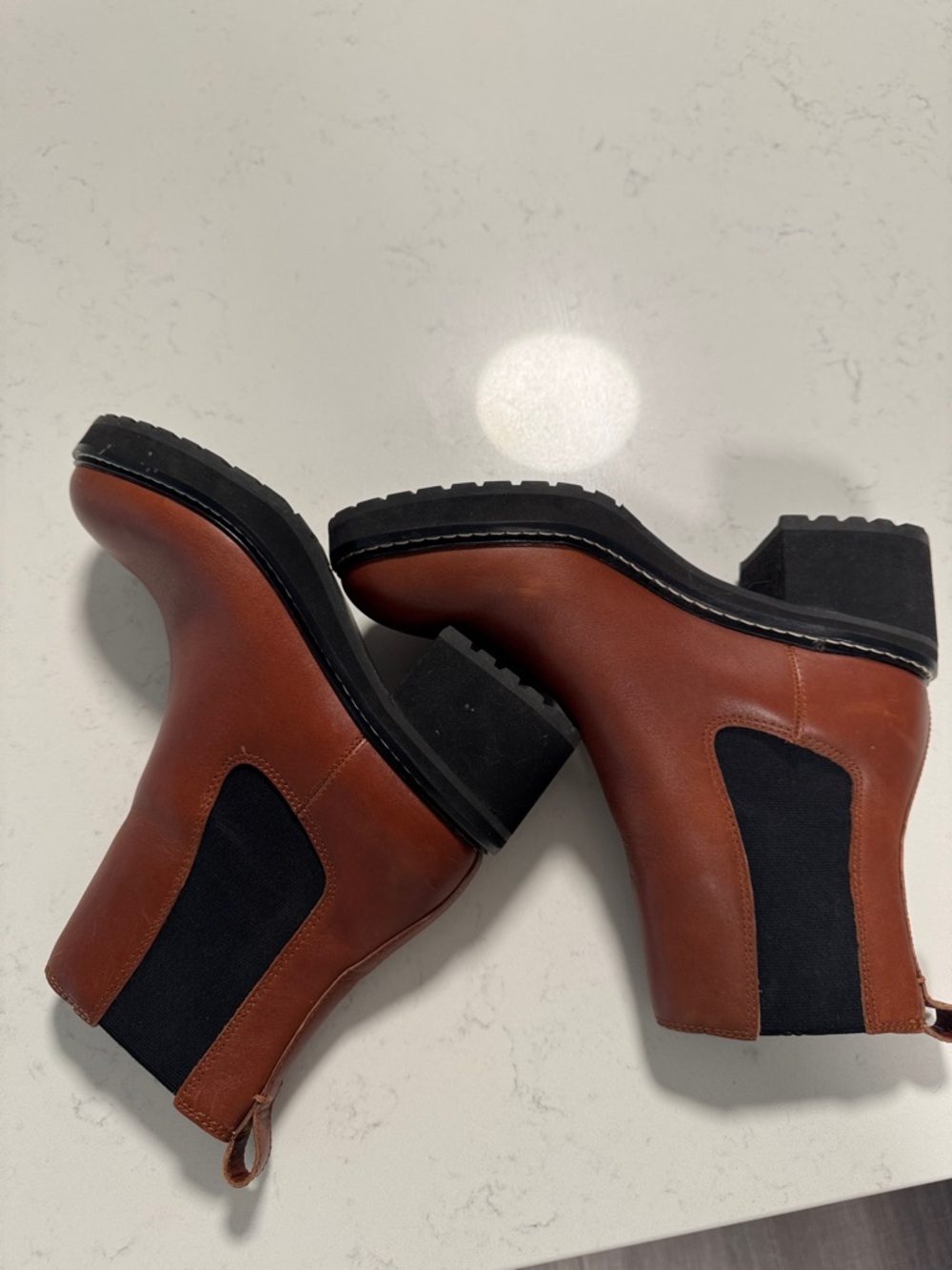 Madewell Chelsea Block Heel Boot in Cognac Brown - Picture 3 of 7
